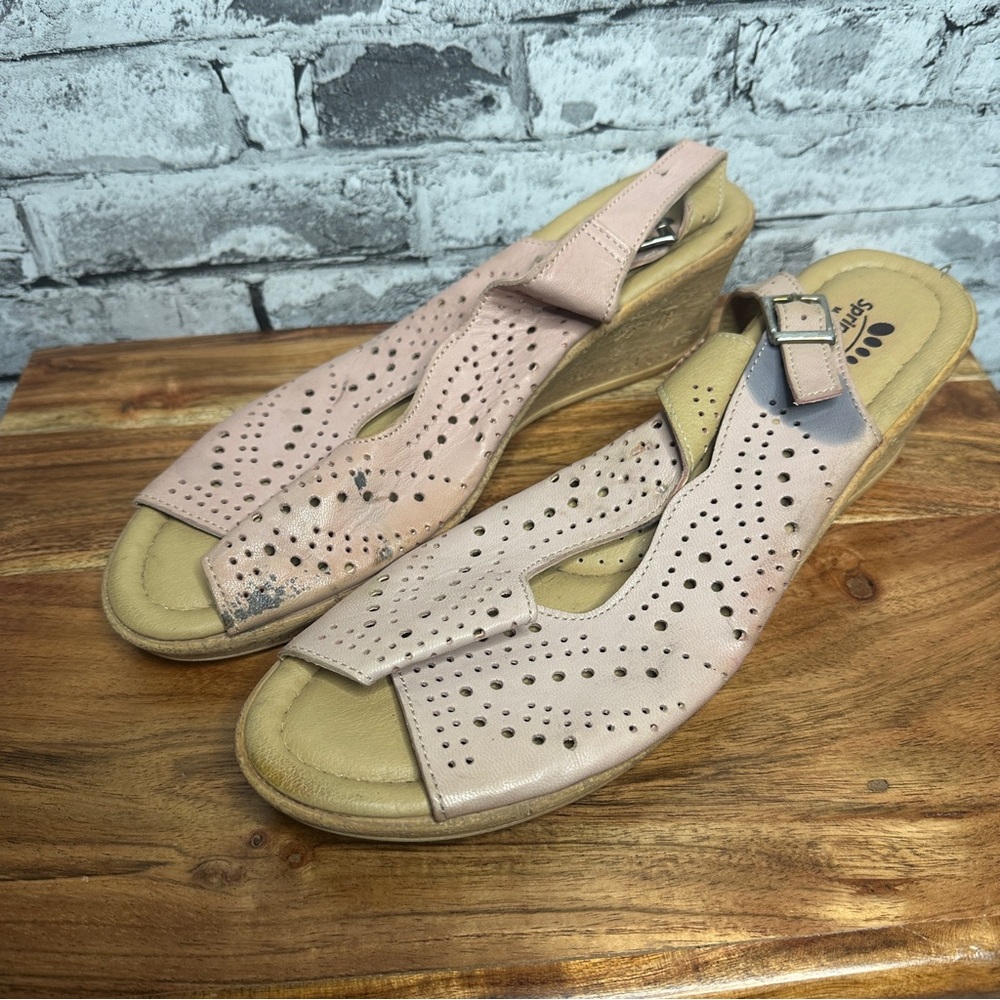 EUC Spring Step Women's Pink Perforated Wedges Size 11 US / 42 UK